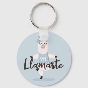 Llamaste Cute Blue Llama Yoga Character Monogram Sleutelhanger