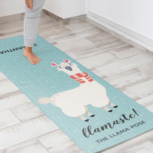 Llamaste Green Llama Illustration Yogamat