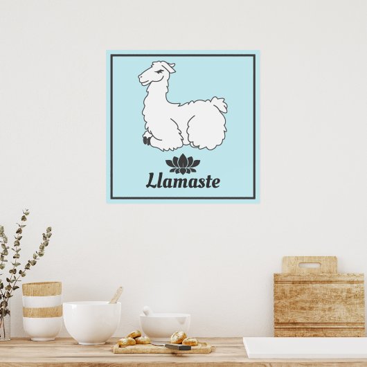 Llamaste White Llama & Lotus Poster (Keuken)