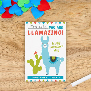 Llamazing Blauwe Lama Jongens Klaslokaal Valentijn Kaart