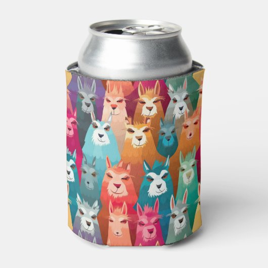 Llamazing Fiesta Stubby Holder, Rainbow Llama Blikjeskoeler (Blikje Voorkant)