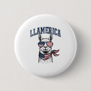 Llamerica Patriottische Lama Vintage Gravure T-Shi Ronde Button 5,7 Cm
