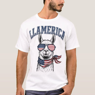 Llamerica Patriottische Lama Vintage Gravure T-Shi T-shirt