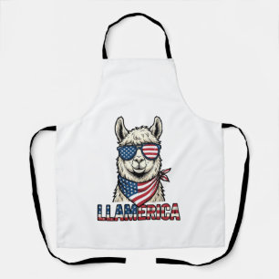 Llamerica Patriottische Lama Vintage Vector Ontwer Schort