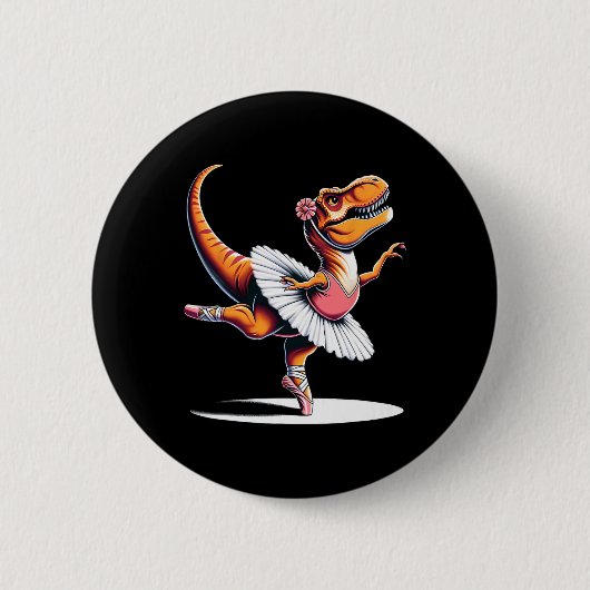 Llerina T-rex danst Ronde Button 5,7 Cm (Voorkant)