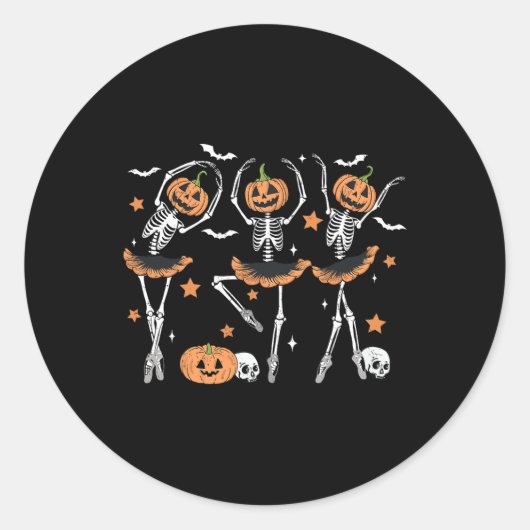 Llet Pumpkin Skeleton Scary Halloween Mannen Vrouw Ronde Sticker (Voorkant)