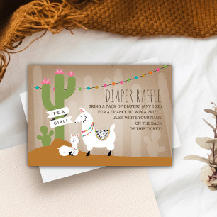 Lllama Mama + Baby Meisje Luier Raffle Informatiekaartje