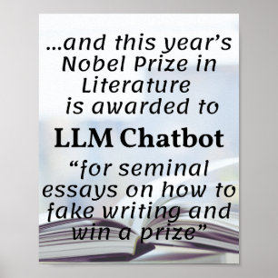 LLM Chatbot winnaar Nobelprijs voor Literatuur Poster