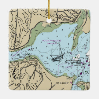 Lloyd Harbour NY Nautical Chart Keramisch Ornament