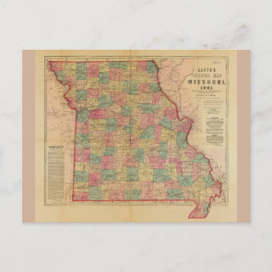 Lloyd's Offical Map of Missouri (1861) Briefkaart