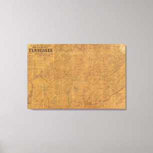 Lloyd's officiële kaart van de staat Tennessee Canvas Afdruk