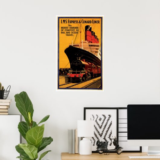 LMS Express en Cunard Liner  Ship Ad Poster (Thuiskantoor)