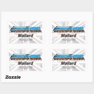 LNER Klasse A4 Mallard locomotiefprofiel met vlag Rechthoekige Sticker