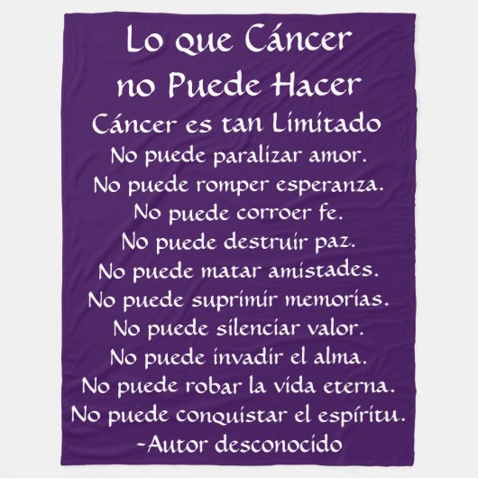 Lo que Cáncer no Puede Hacer Fleece Couvertures Ch (Devant)
