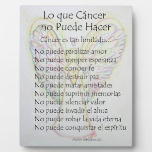 Lo que Cancer no Puede Hacer Poem Painting Plaque Fotoplaat