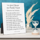 Lo que Cancer no Puede Hacer Poem Plaque Fotoplaat (Zijkant)