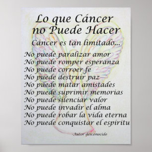 Lo que Cancer no Puede Hacer Poem Poster Print