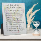 Lo que Cancer no Puede Hacer Poème Peinture Plaque (Côté)