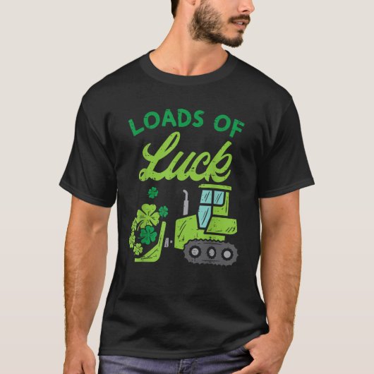 Load Of Luck Bulldozer Shamrock St Patricks Day Ki T-shirt (Voorkant)