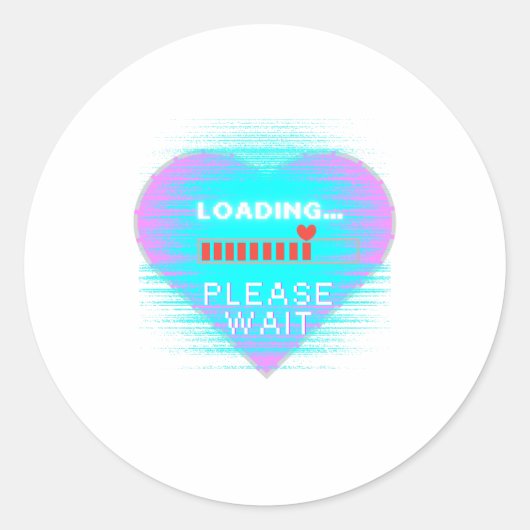 Loading Heart Retro Gamer Ronde Sticker (Voorkant)