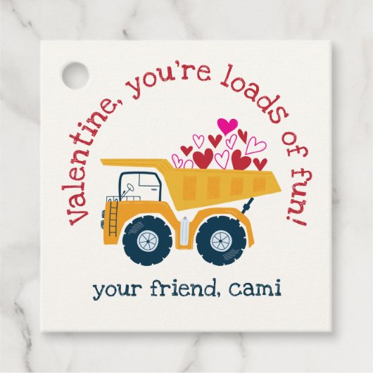 Loads Fun Dump Truck Valentijn Bedankjes Labels (Voorkant)