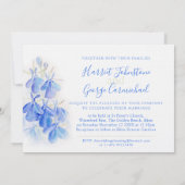 Lobelia blauwe bloemen bruiloft uitnodigingen (Achterkant)