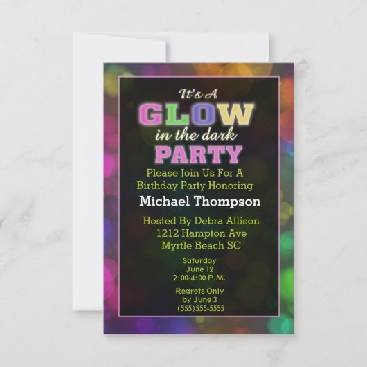 L'obscurité des invitations d'anniversaire (Devant)