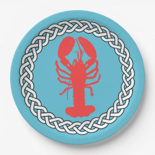 Lobster aan de rand van een helling papieren bordje