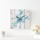 Lobster Beach House Bois Look Horloge murale (Maison)