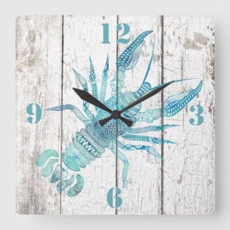 Lobster Beach House Bois Look Horloge murale