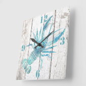 Lobster Beach House Bois Look Horloge murale (Angle)