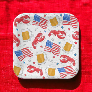 Lobster Beer Flag Star Papieren Bordje