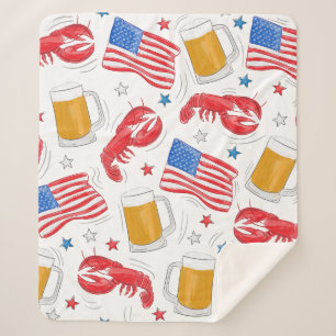 Lobster Beer Flag Star Sherpa Deken