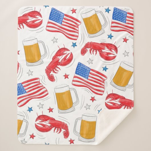 Lobster Beer Flag Star Sherpa Deken (Voorkant)