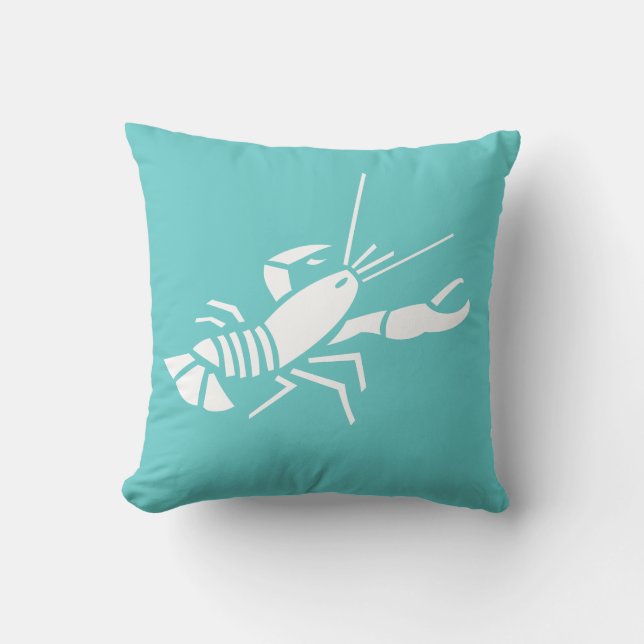 LOBSTER BLANC sur oreiller bleu sarcelle (Recto)