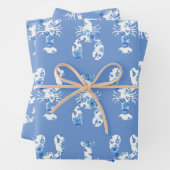 Lobster Blauw en Wit Wrapping Sheets Inpakpapier Vel (In situ)