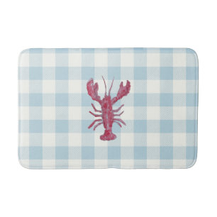 Lobster Blauw Gingham Rut Kust Badmat