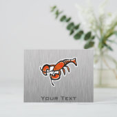 Lobster; blik van geborsteld metaal briefkaart (Staand voorkant)