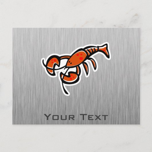 Lobster; blik van geborsteld metaal briefkaart (Voorkant)