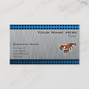 Lobster; blik van geborsteld metaal visitekaartje