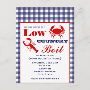 Lobster Blue Gingham Kaart