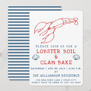 Lobster Boil en Clam Bake Uitnodiging zomerparti