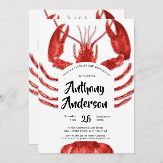 Lobster Boil Party White Informal Custom Birthday Kaart (Voorkant / Achterkant)