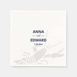 Lobster Bride en Groom Wedding Paper Napkin Servet