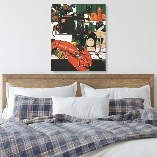 Lobster Champagne Fancy partij Canvas Afdruk (Insitu (Slaapkamer))