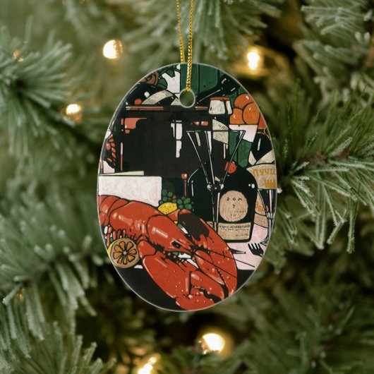 Lobster Champagne Fancy partij Keramisch Ornament (Boom)