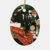 Lobster Champagne Fancy partij Keramisch Ornament (Voorkant)