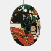 Lobster Champagne Fancy partij Keramisch Ornament (Achterkant)