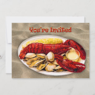Lobster & Clams Sandy Beach Je bent uitgenodigd Kaart