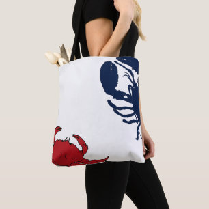 Lobster Crab Big Design Red White Bag Draagtas